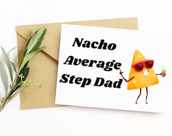 Nacho, padrasto comum. Cartão engraçado de Dia dos Pais para padrasto. Cartão imprimível da filha para padrasto. Cartão digital do enteado.