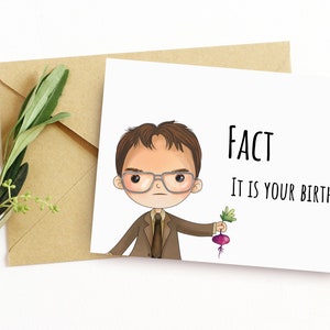 En fait, c'est ton anniversaire. Carte d’anniversaire imprimable drôle. Carte de vœux d’anniversaire inspirée du bureau pour un ami. Carte sur le thème de la comédie télévisée mignonne