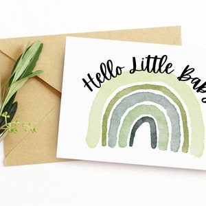 Druckbare geschlechtsneutrale Baby-Dusche-Karte / grüner Regenbogen unbekannte Baby-Gender-Grußkarte / digitaler Download werdende Baby-Geschenk / neue Mütter