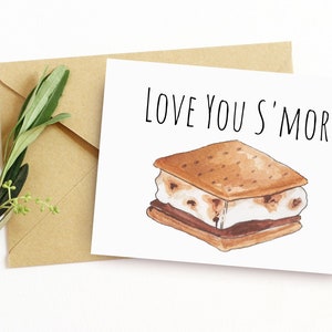 Love You S'more / Carte imprimable mignonne / Anniversaire ou Note d'amour de la Saint-Valentin pour lui ou elle / Carte de voeux sur le thème du camping / Cadeau numérique