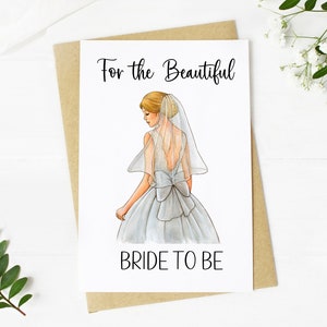 Afdrukbare bruidsdouchekaart voor blondharige bruid om te zijn/digitale download bruiloft felicitatiekaart/elegant aquarel kunstontwerp
