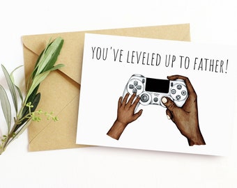 You've Leveled Up to Father/ Printable Baby Shower Card for New Dad/ Instant Digital Download Pregnancy Announcement Idea/ 4x6 Inch Card
