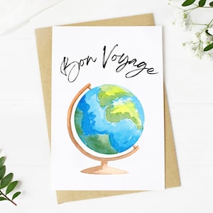 Bon Voyage druckbare Abschiedsgrußkarte für Reisende / Make at Home Digital Download / Elegantes Aquarell zum Abschied und Umzug