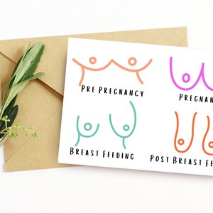 Funny Baby Shower Card. Digital Download Printable Pregnancy Card. Funny Boob Themed Card.
