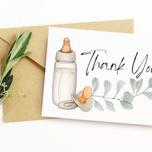 Tarjeta de agradecimiento de baby shower imprimible / Tarjeta de agradecimiento de descarga digital / Regalo reutilizable fácil de hacer / PDF JPEG de 4x6 pulgadas para nuevas mamás