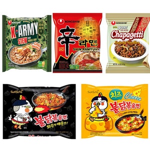 Authentic Asian Ramen Noodle Variety Pack Gift Assorted Flavors Spicy Seafood  Vegetarian  Mix Samyang Nissin Nongshim JJA Jang Black Bean