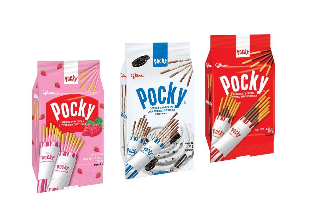 GLICO POCKY Family Three Variety Packs Strawberry Chocolate -  Portugal