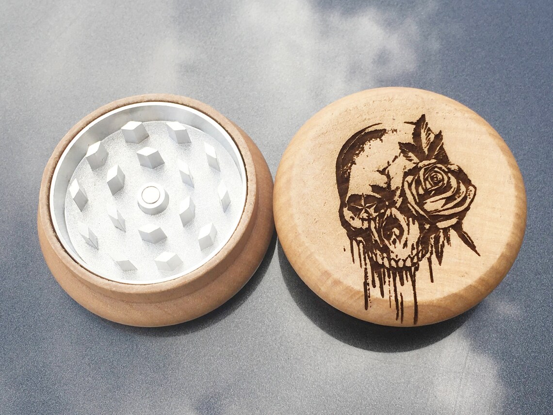 Wooden Engraved Herbal Grinder 2 layers Size In 55mm Etsy