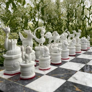Pokemon Chess Set w\ Pokemon Pieces with Board - Handmade 3D Chess Set - Unique Chess Pieces - Chess Set Board - Art Game Board- Pikachu Set