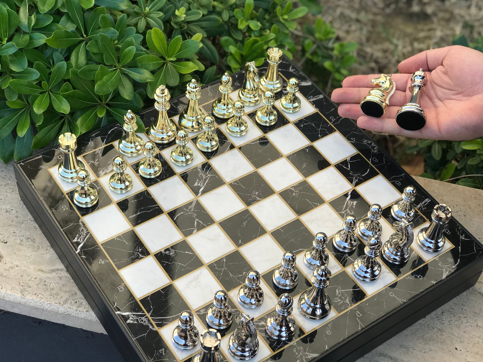 Classic Chess Set w/ Board The Queens Gambit Chess Set Etsy