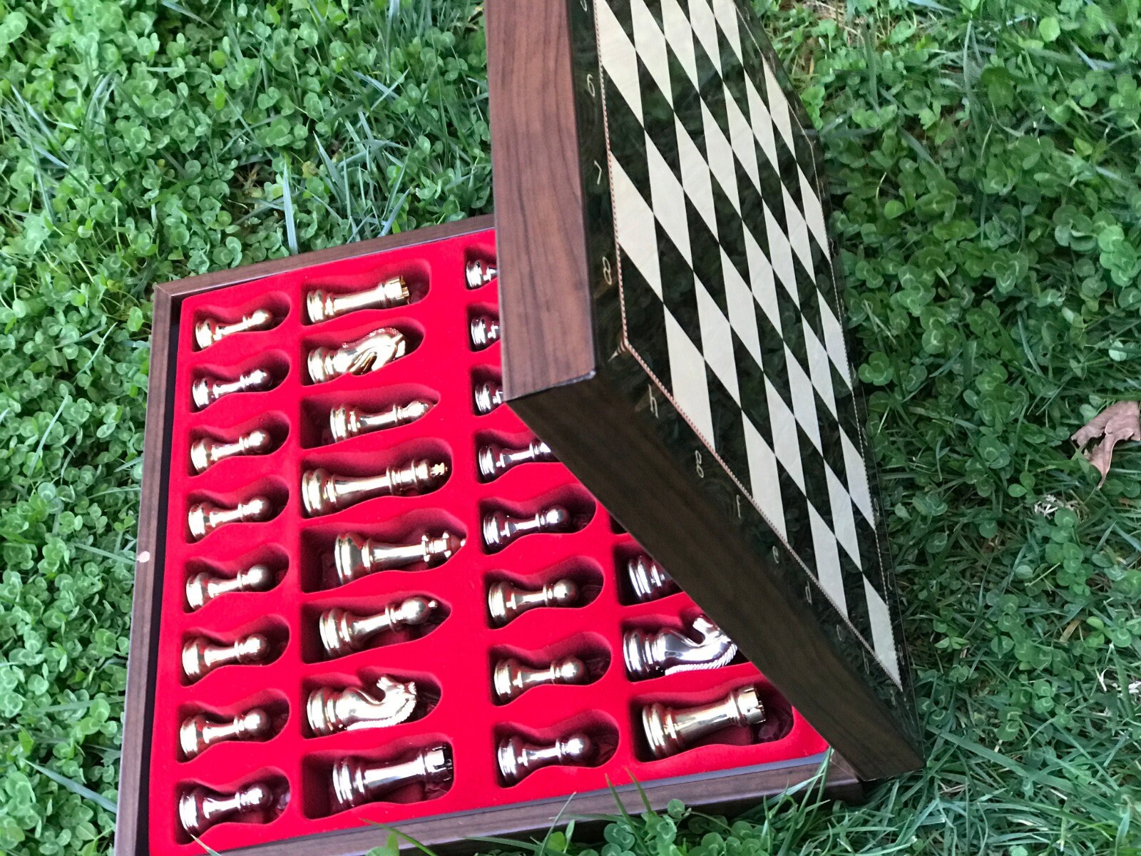 Wooden Box Chess Set W/ Handmade Chess Pieces With Board Etsy