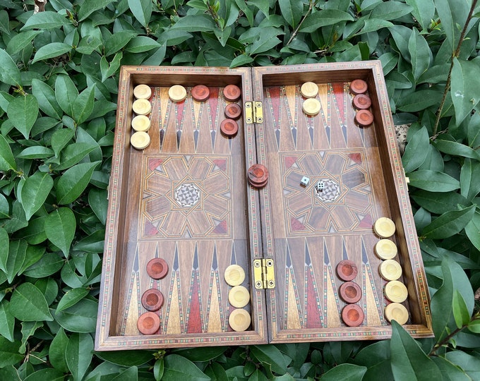 Pearl Backgammon Set w\ Luxury Backgammon Game - Solid Wooden Game Board - Personalized Backgammon Set - Unique Backgammon  Special Day Gift