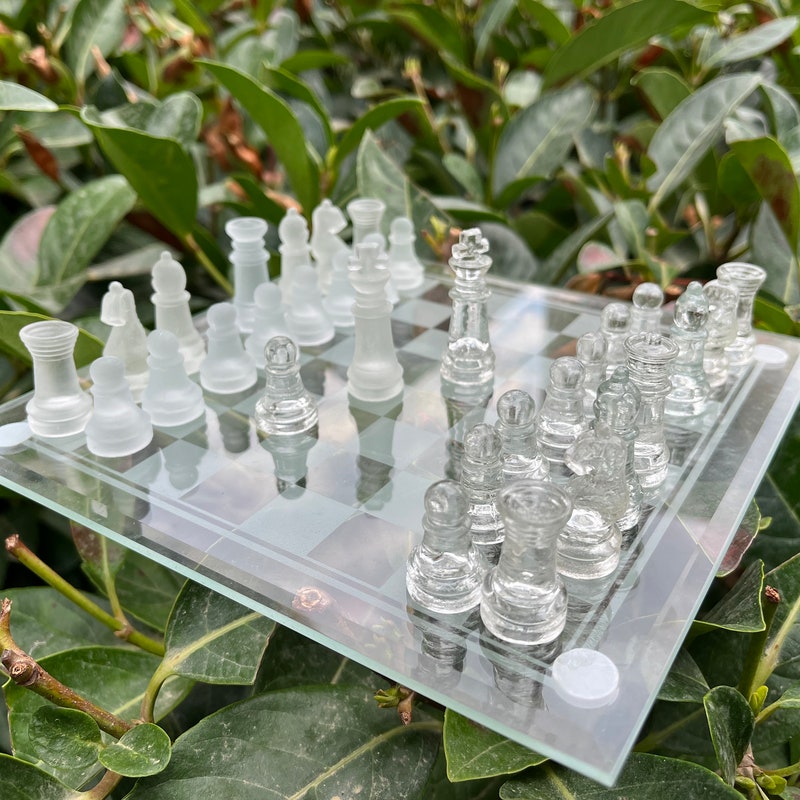 Glass Chess Set Etsy Glass Chess Set Etsy
