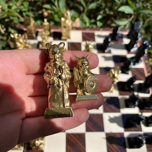 Vikings Chess Set w\ Gold Chess Pieces - War Chess Game - Wooden Chessboard - Epic Chess Strategy - Collector Chess - Unique 3D Chess  Gift