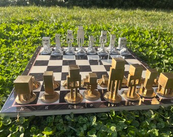 手作りMinecraftチェスセット - 3Dプリントの駒、木製ボード - Etsy 日本