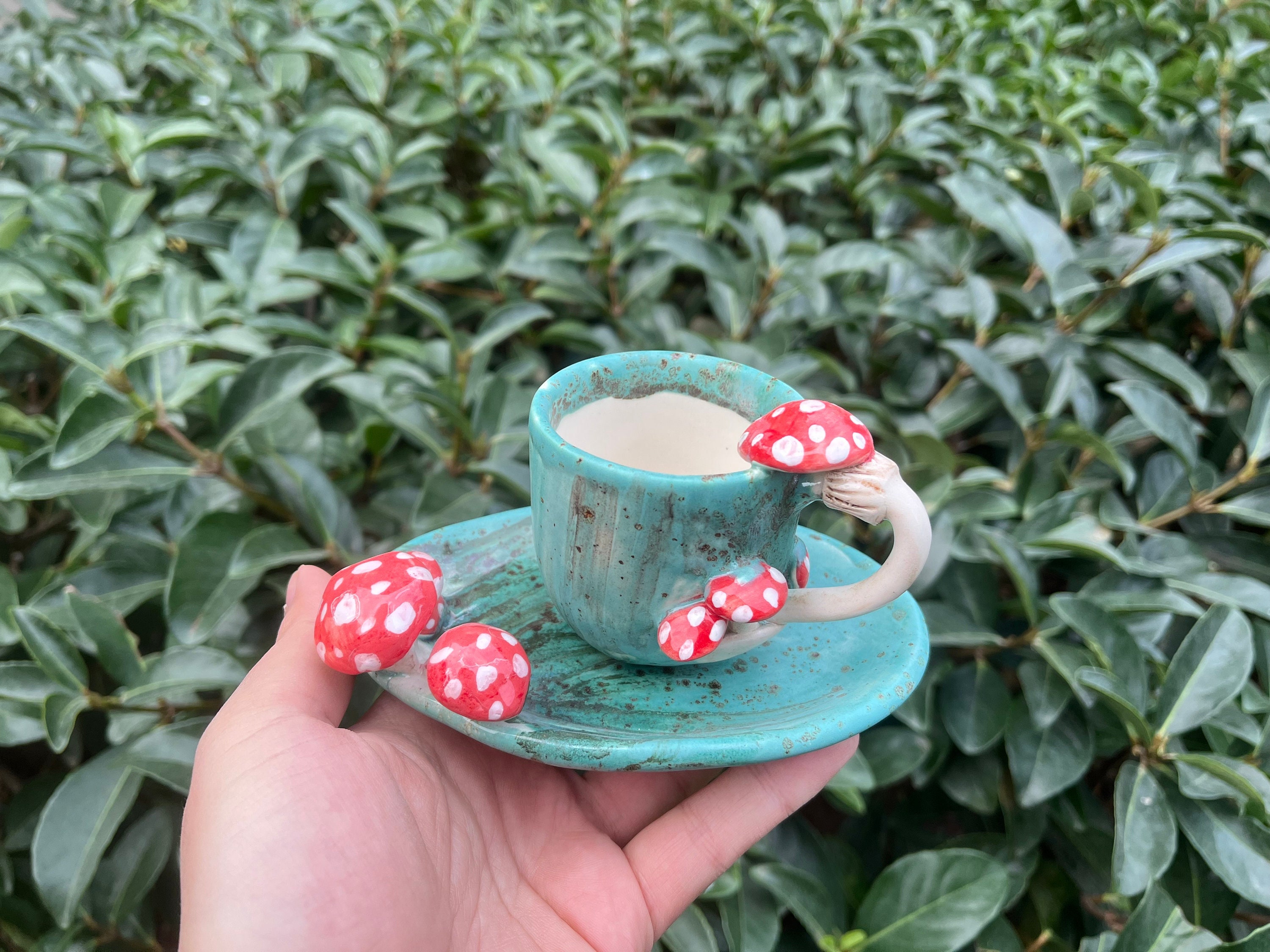 290ml Mushroom Glass Coffee Mug With Ceramic Cup Holder Reheatable Milk Cup  Afternoon Flower Tea Cu