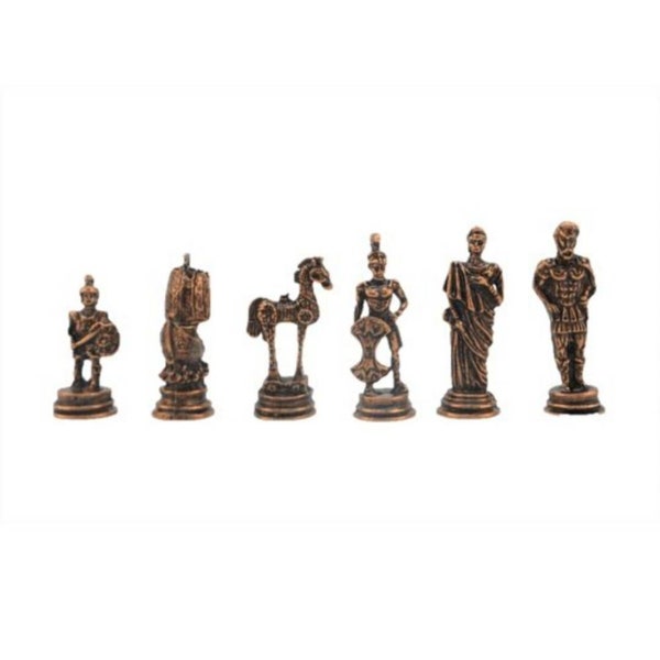 Handmade Metal Chess Pieces w/ Trojan Chess Pieces - Only Chess Pieces - Copper and Nickel Chess Game - Gold , Silver Chess -Chess Game Gift