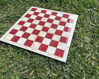 Red Chess Board - Only Chessboard - 36x36cm Wooden Chessboard
