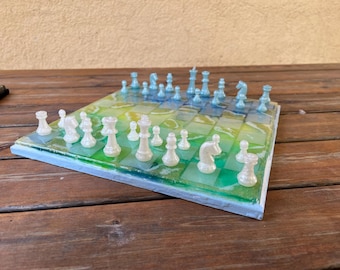 手作りMinecraftチェスセット - 3Dプリントの駒、木製ボード - Etsy 日本