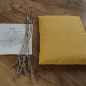 Linen Eye pillow filled with organic rapeseeds and lavender Soft linen WASHABLE cover yoga relax spa self-care mustard