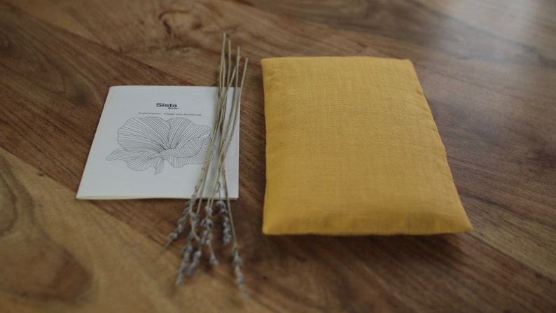 Linen Eye pillow filled with organic rapeseeds and lavender Soft linen WASHABLE cover yoga relax spa self-care mustard