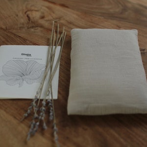 Linen Eye pillow filled with organic rapeseeds and lavender Soft linen WASHABLE cover yoga relax spa self-care Beige