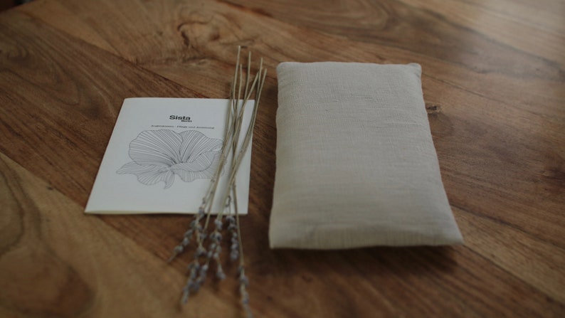 Linen Eye pillow filled with organic rapeseeds and lavender Soft linen WASHABLE cover yoga relax spa self-care Beige