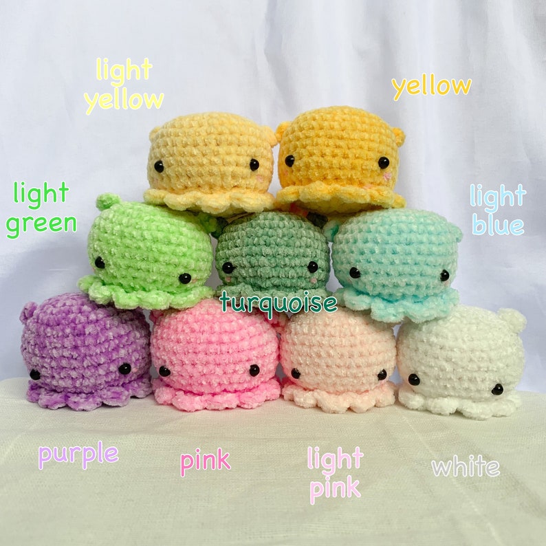 Cute Soft Small Colourful Crochet Cuddlefish Cuddle Fish Plush Etsy