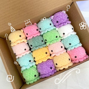 cute soft small colourful crochet cuddlefish cuddle fish plush plushie keychain