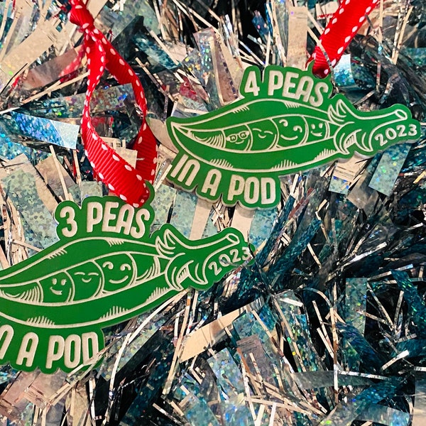 Throuple Quad Polyamory Ornament | Peas in a Pod | Polycule Gift 2023