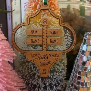 Personalized Polyamory Christmas Ornament 2 - 7 Names