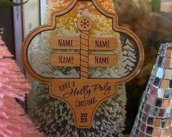 Personalized Polyamory Christmas Ornament 2 - 7 Names