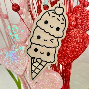 Throuple Love Subtle Magnet / Ornament - Ice Cream Cone