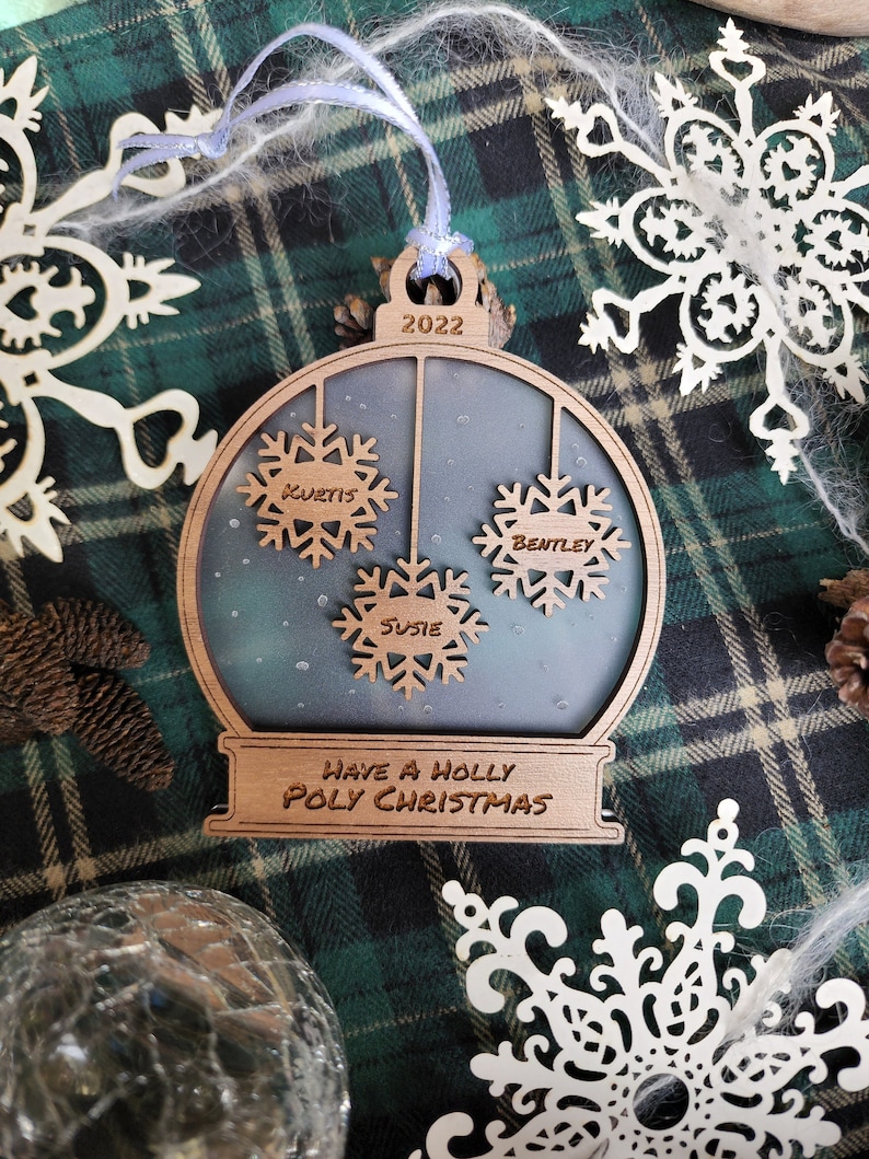 Personalized Polyamory Ornament Have a Holly Poly Christmas 2023 image 4
