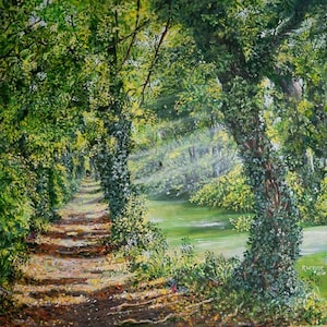 Wilts & Berks canal path, Challow to Wantage - Limited edition print of acrylic painting