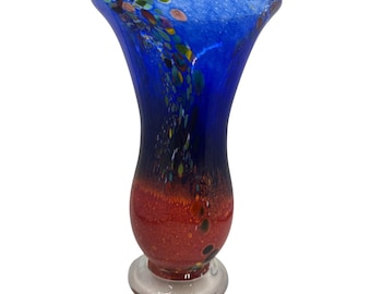 Jarrón de vidrio artístico soplado a mano de Eamonn Veekar, Australia