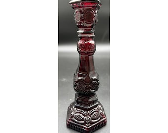 Avon 1876 Cape Cod Ruby Red Glass Candlestick President's Club 1989 Vintage