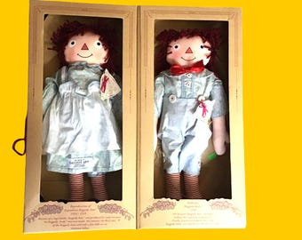 Cloth RAGGEDY ANN & ANDY Doll 1930'S Reproduction Exposition Doll 18"