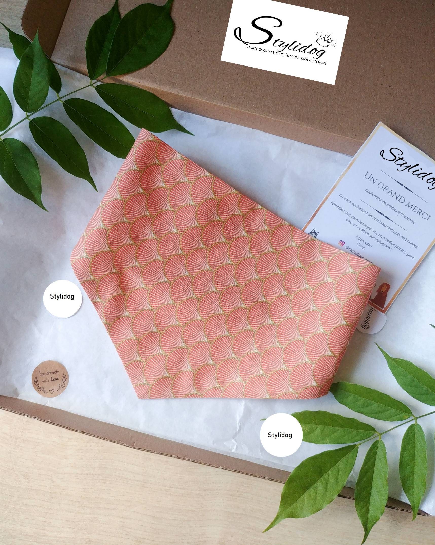 Bandana Pour Chien/Accessoire Vêtement Bandana à Pression Chat Tissu Japonais Corail