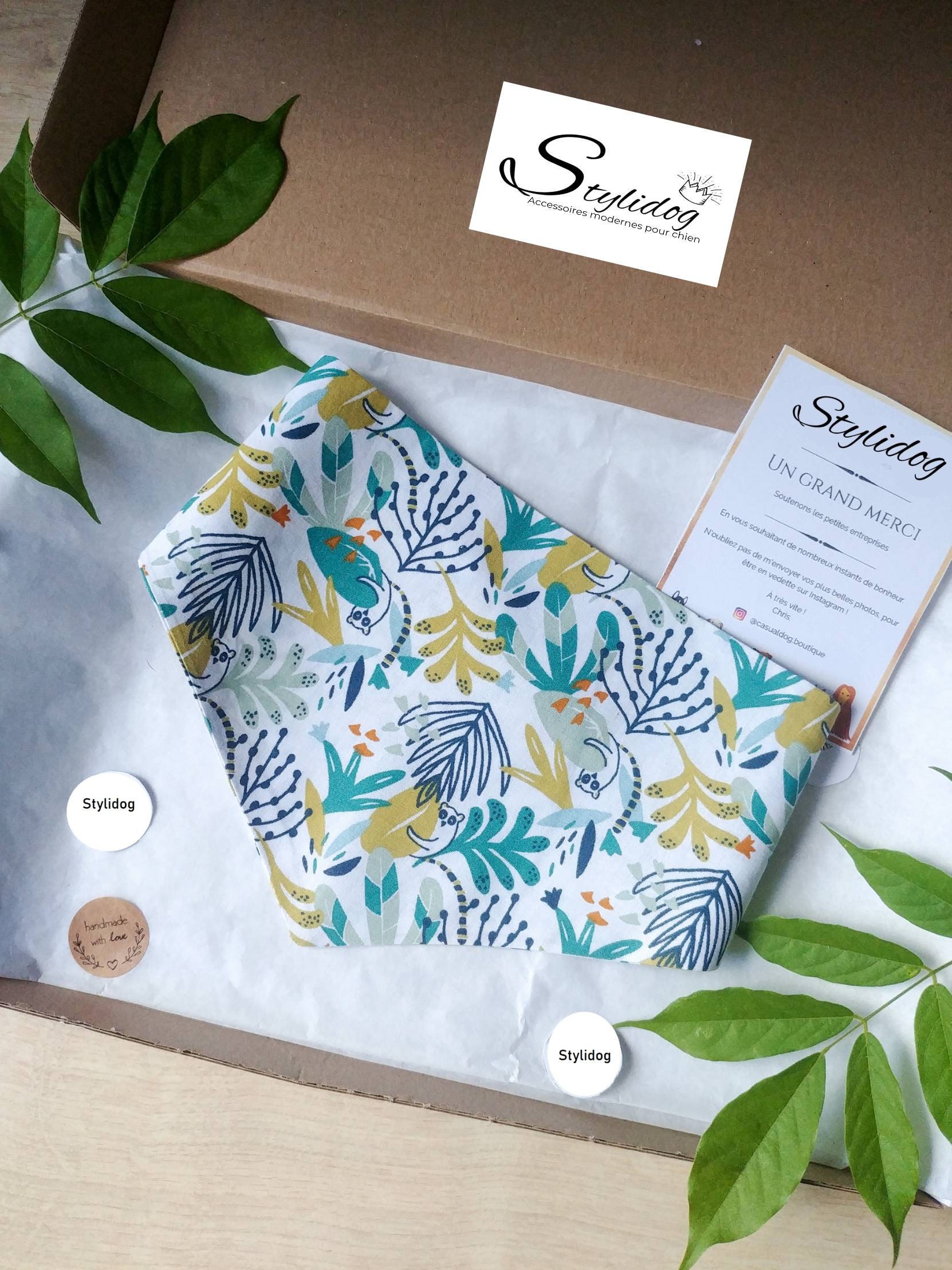 Bandana Pour Chien Fait Main/Accessoire Vêtement Bandana à Nouer Chat Jungle Chien