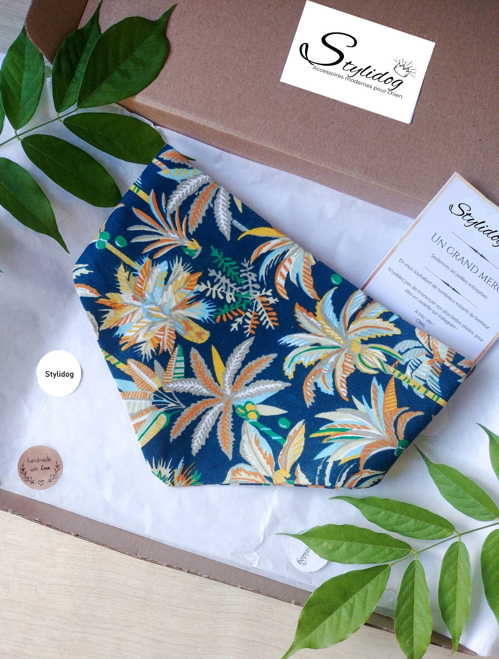 Bandana Pour Chien Fait Main/Accessoire Vêtement Bandana à Pression Chat Palmier Chien