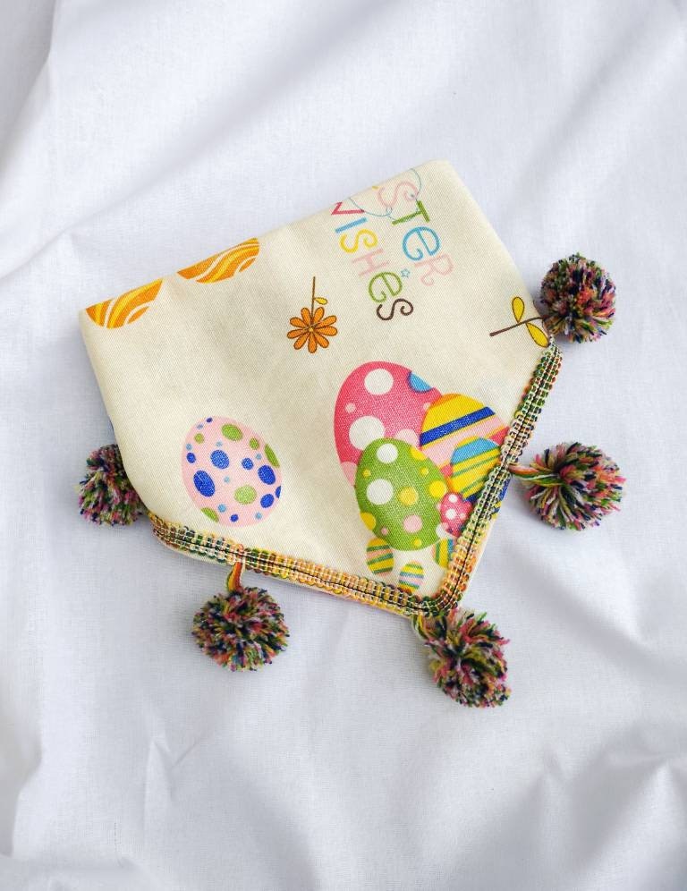 Bandana Pour Chien/Accessoire Vêtement Bandana à Pression Pompons Chat Pâques