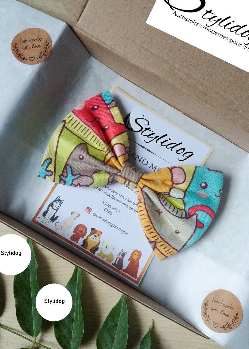 Noeud Papillon Chien Fait Main/Accessoire Noeud Coton Noeud Motif Chat Chien