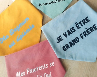 Bandana pour chien / grande annonce / personnalisable / message / Chat /