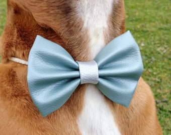 Handmade dog bow tie / Dog accessory / Faux leather dog bow tie / mint green dog bow tie / Cat bow / Dog