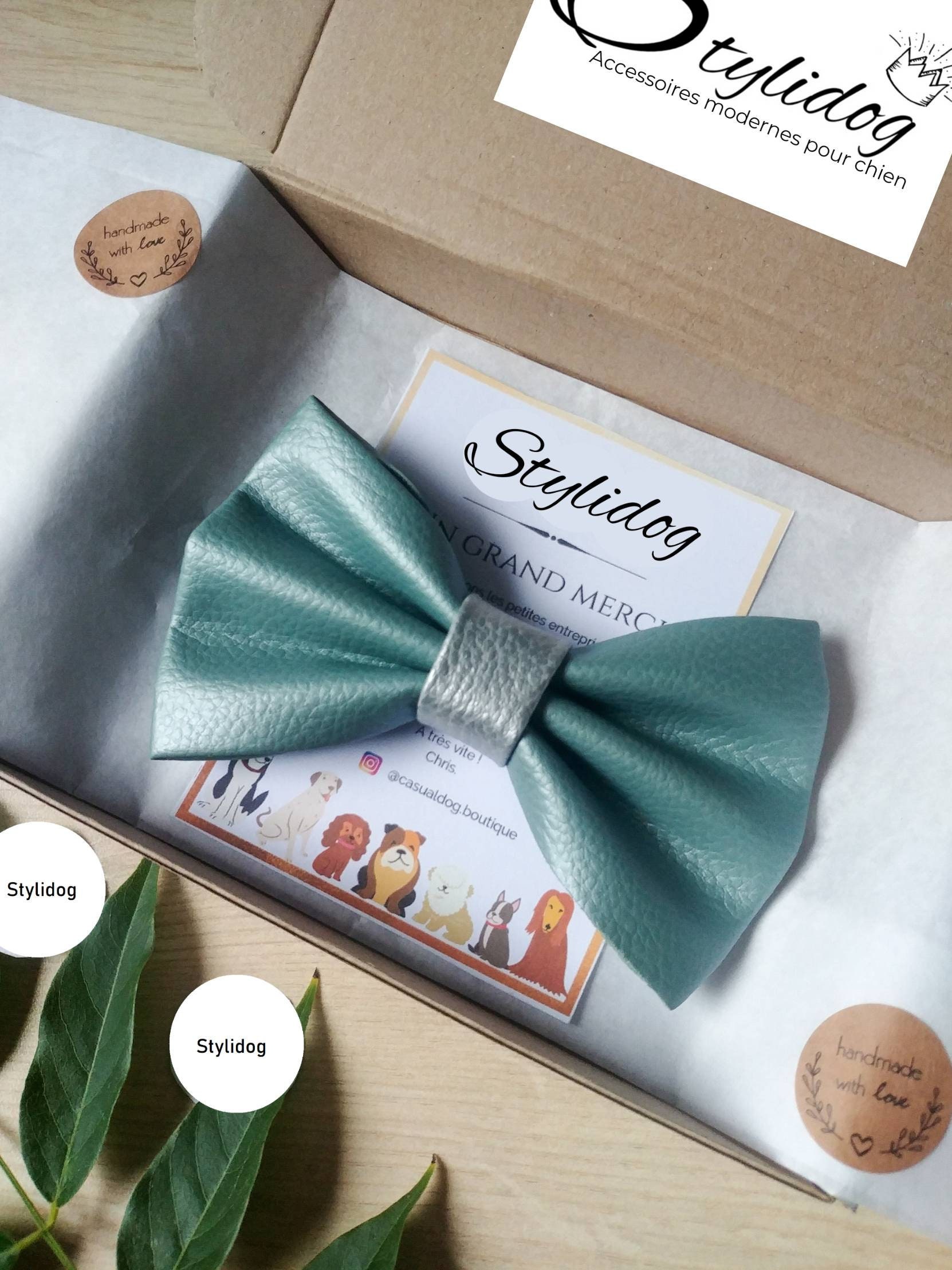 Noeud Papillon Chien Fait Main/Accessoire Noeud Similicuir Noeud Vert Menthe Chat Chien