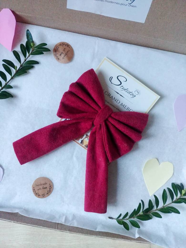 Noeud Papillon Chien Fait Main/Accessoire Noeud Velours Noeud Rouge/ Chat Saint Valentin