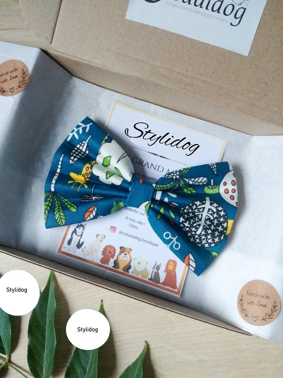 Noeud Papillon Chien Fait Main/Accessoire Noeud Coton Noeud Motif Forêt Chat Chien