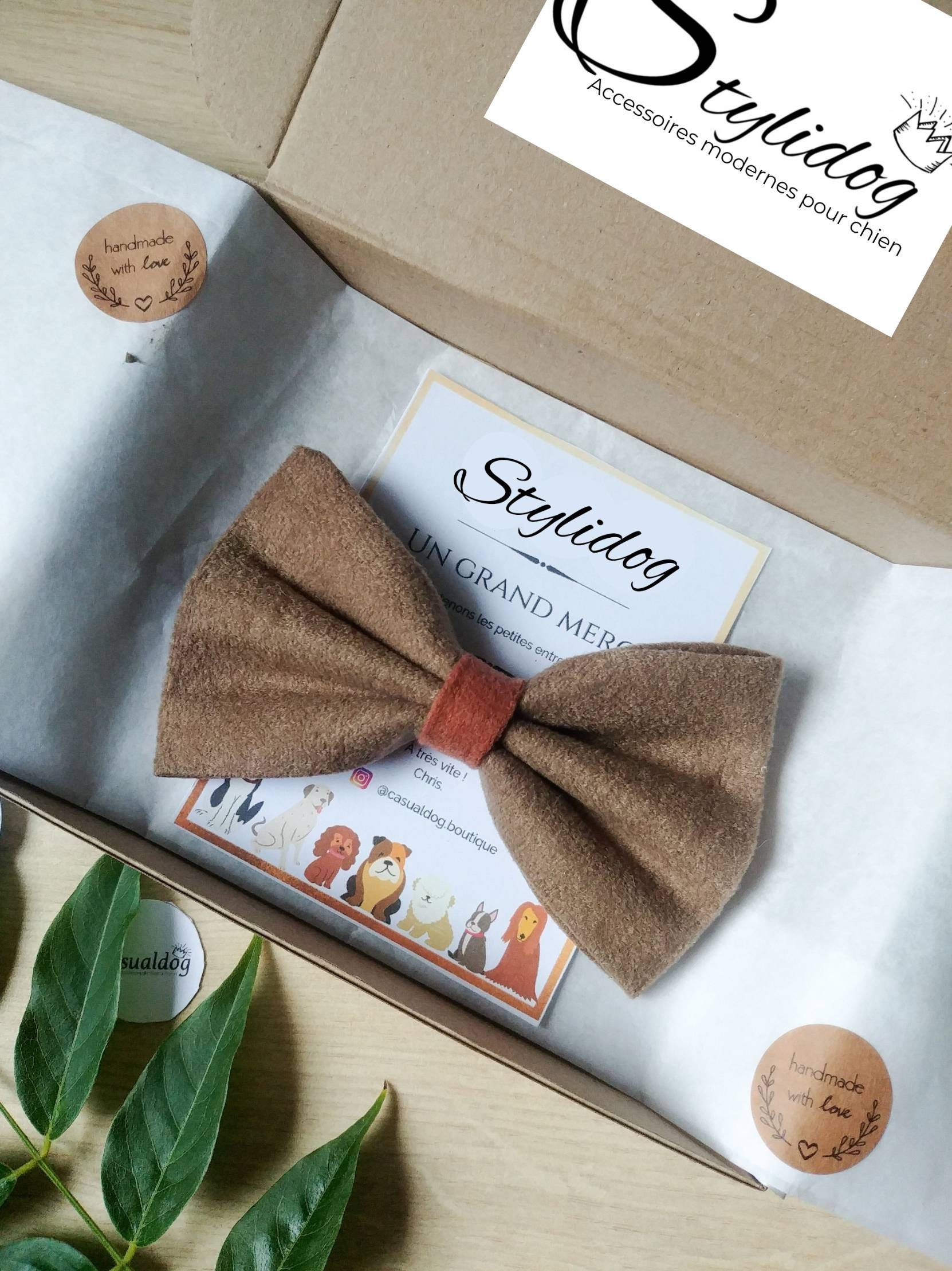 Noeud Papillon Chien Fait Main/Accessoire Noeud Velours Noeud Marron Chat Chien