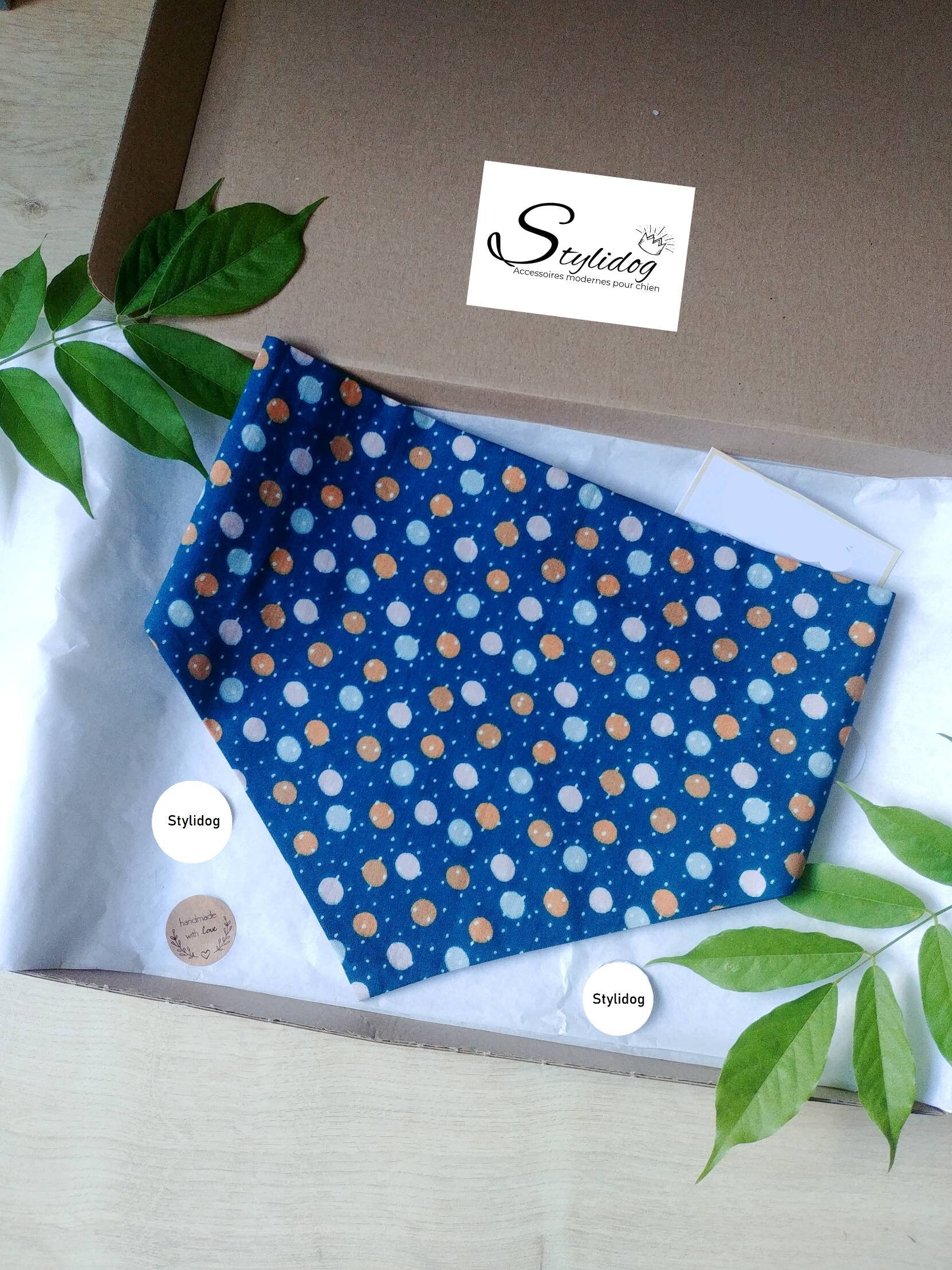 Bandana Pour Chien/Accessoire Vêtement Bandana à Nouer Chat Bleu Pression